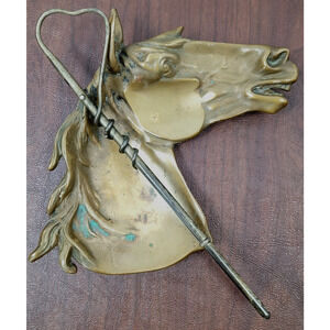 Vintage Bronze Cast Iron Equine Figural Decorative Ash Tray c 1940s Western